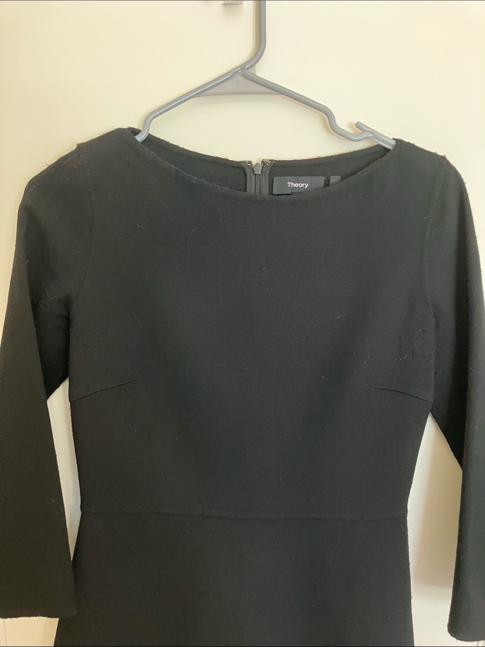Theory Black Long-Sleeve Fit-and-Flare Dress